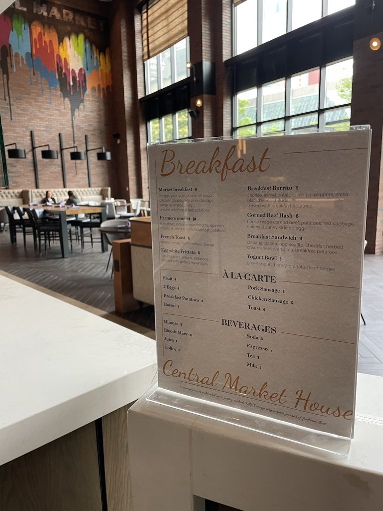 Breakfast menu at Canopy in Columbus