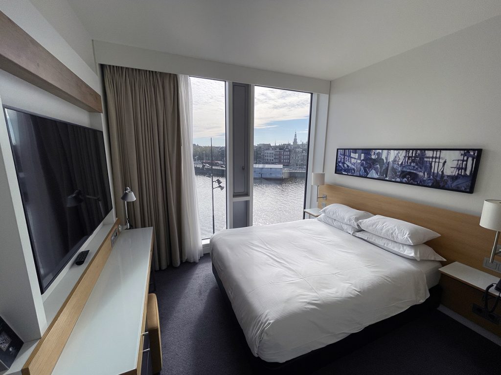 Bedroom overlooking the canals in Amsterdam