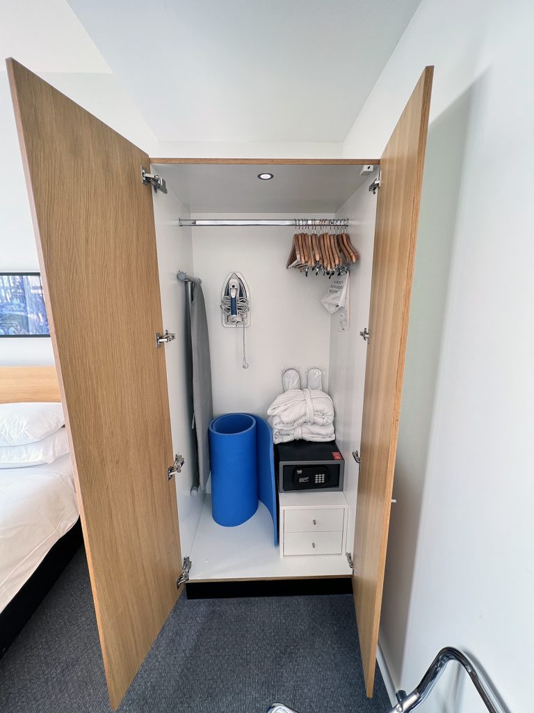 Bedroom closet with safe