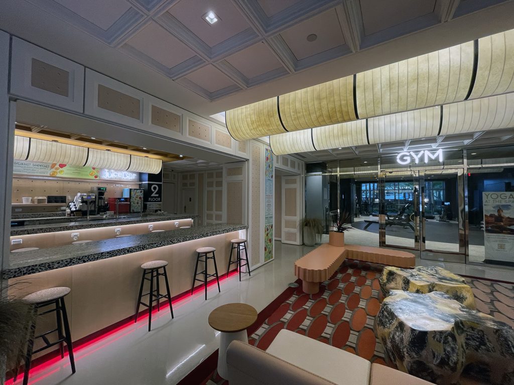 Gym and juice bar at Virgin Hotels Las Vegas