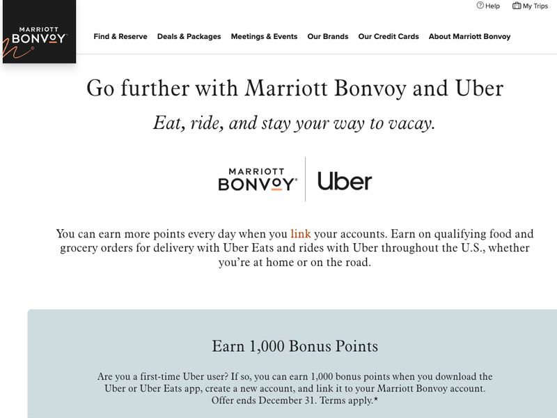 Link Marriott and Uber to earn Bonvoy points