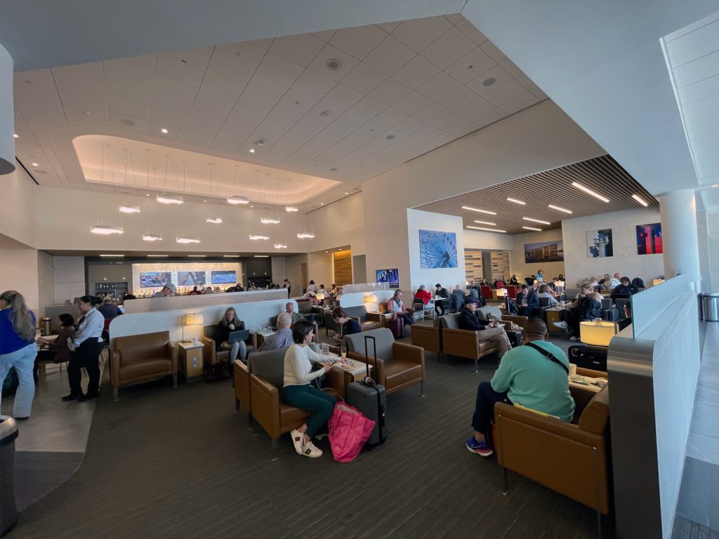 Seating area in DFW Terminal D Admirals Club