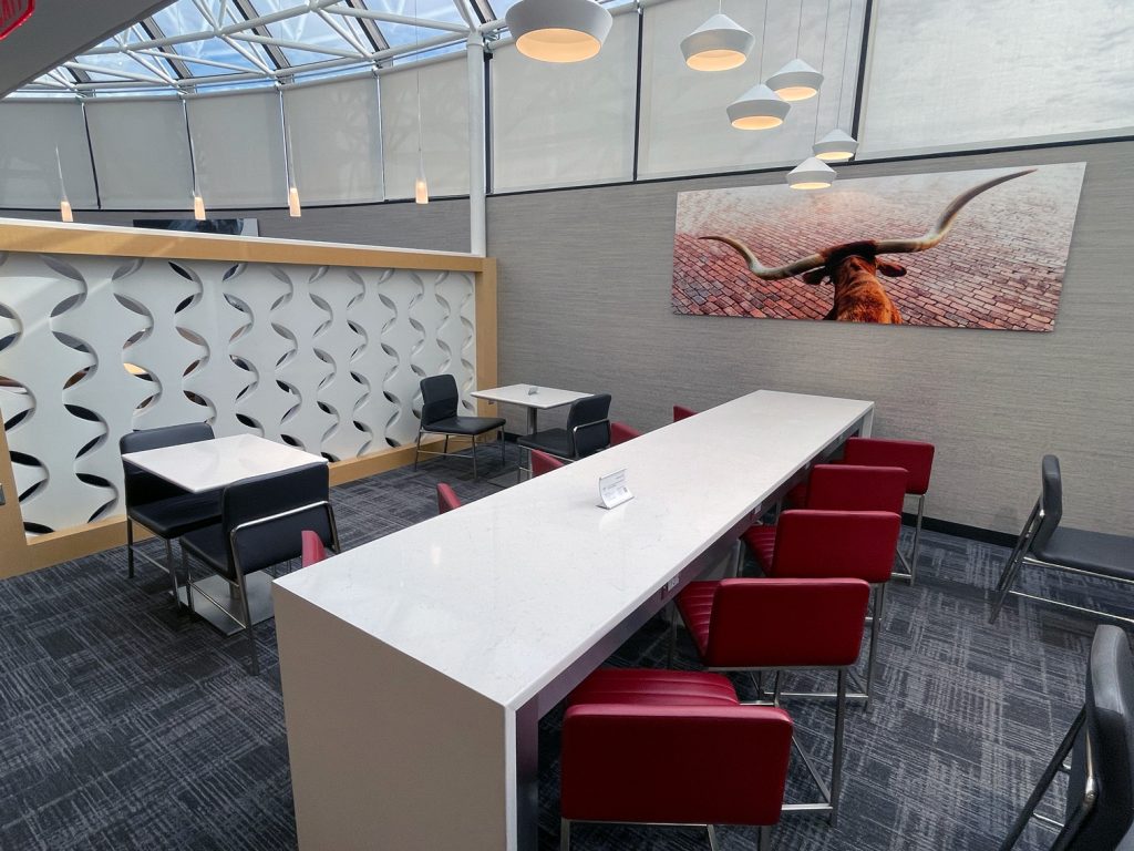 Seating area at Terminal E Admirals Club at DFW