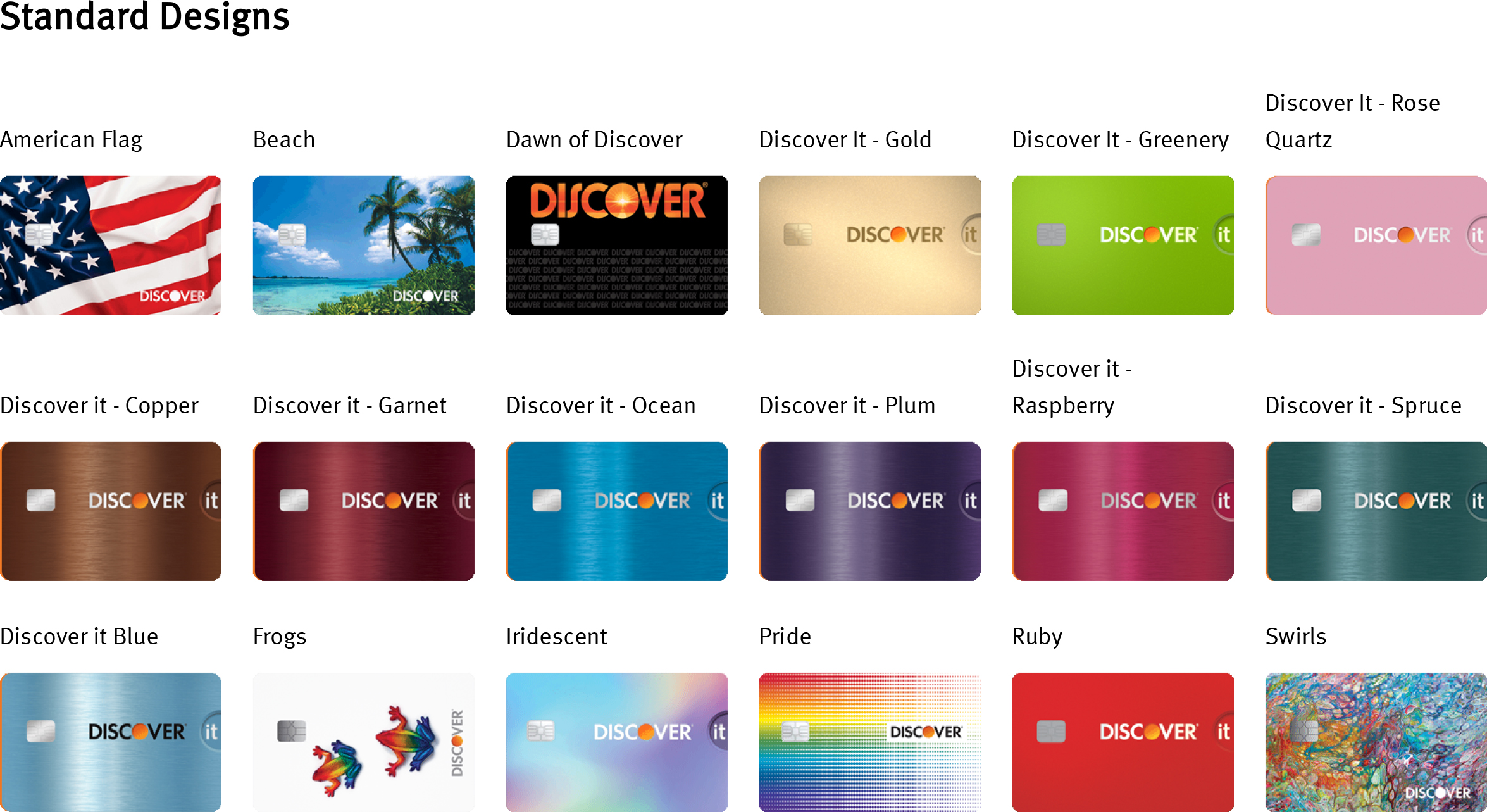 Standard Discover card designs