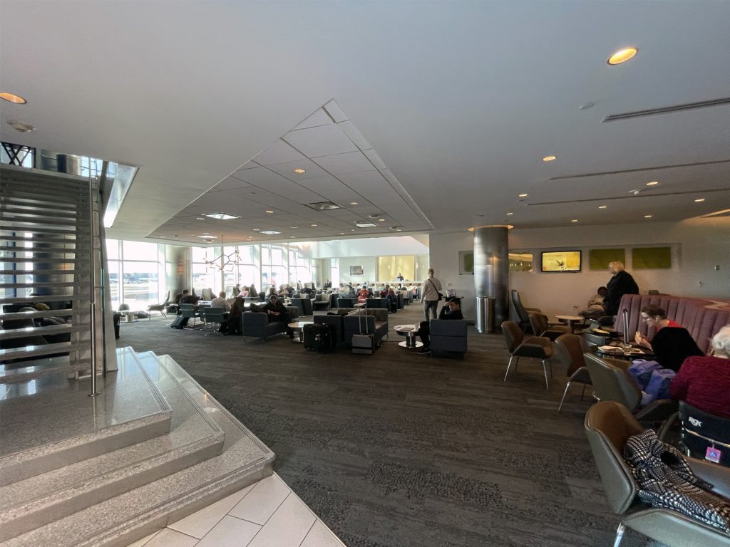 Delta Skyclub Concourse F upstairs seating area in Atlanta