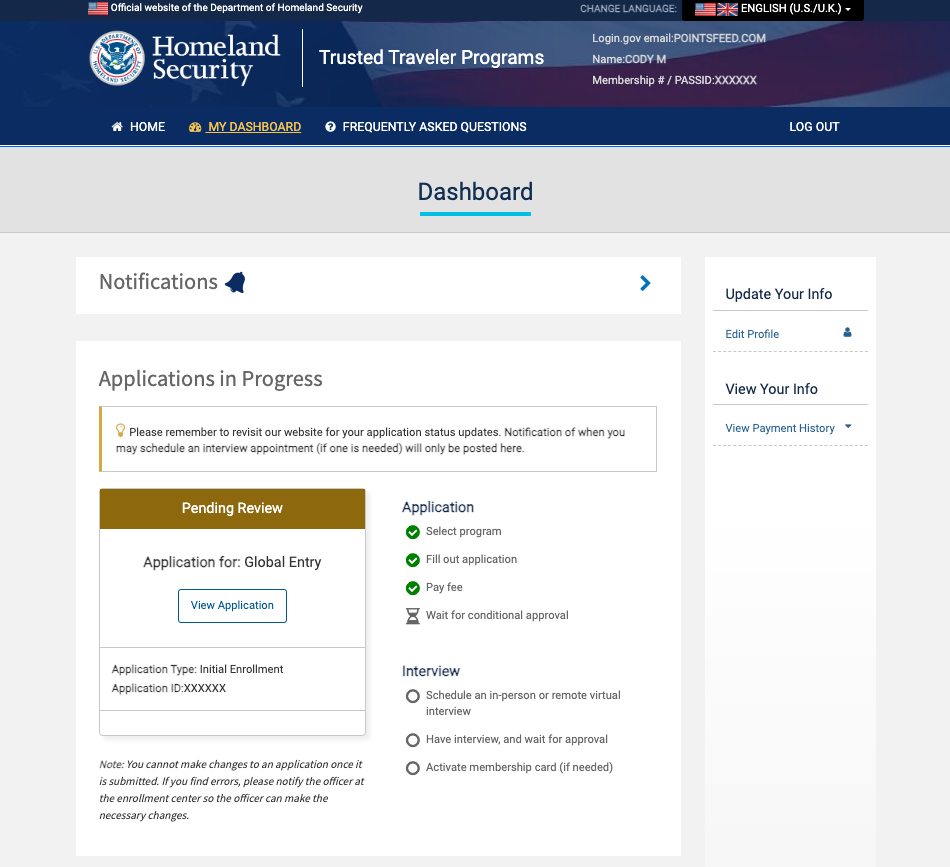 How to check Global Entry application status