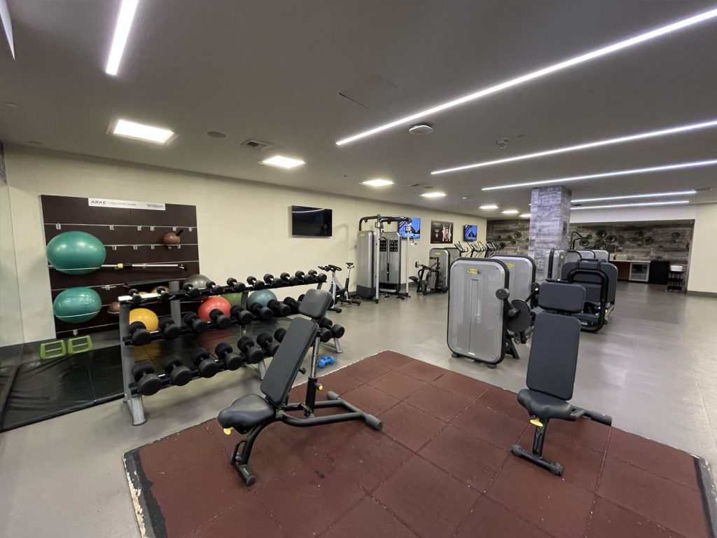 Free weights at The LINQ hotel gym