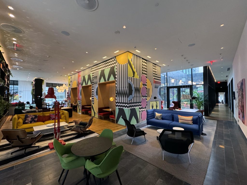 Lobby of citizenM NoMa hotel in DC