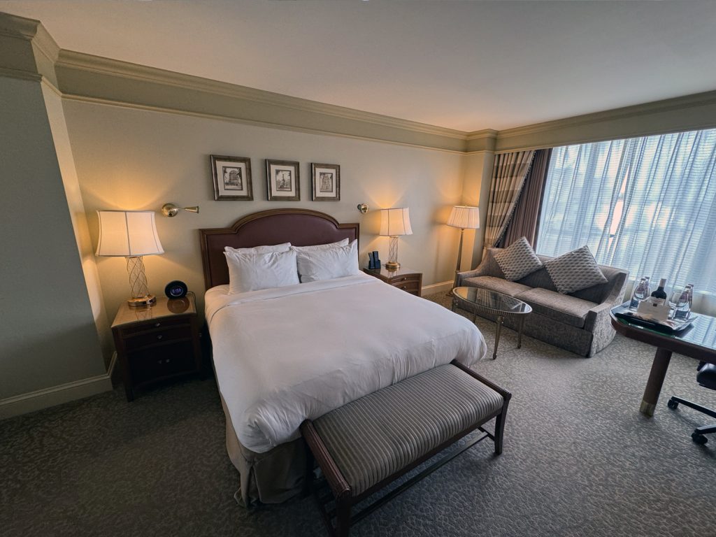 Deluxe King Room bed at Conrad Indy