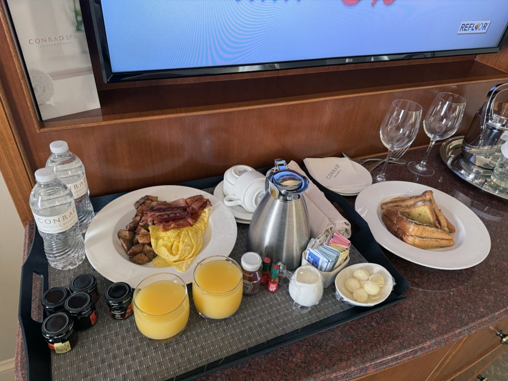 Room Service breakfast at Conrad Indy