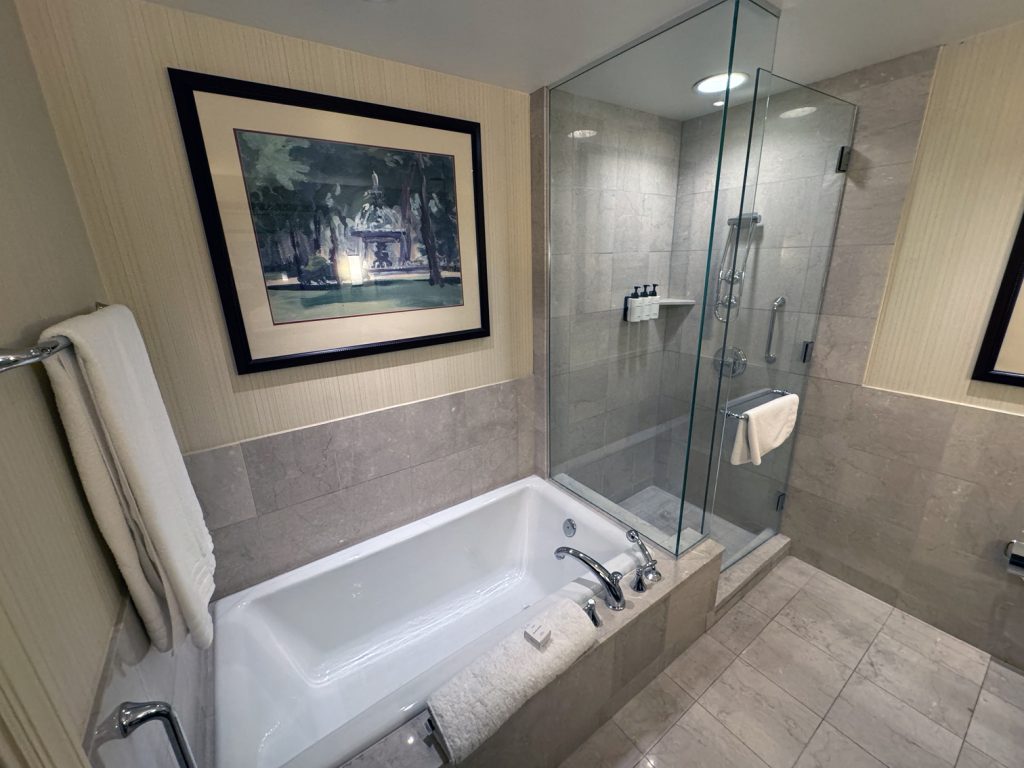 Tub and shower at Conrad Indy