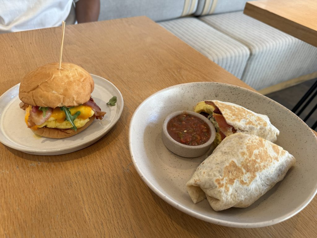 Breakfast sandwich and burrito at Westerly Public House in San Diego